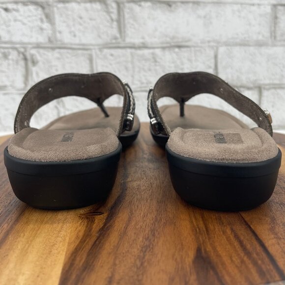 Minnetonka Silverthorne 5909041 Womens 11 M Gray Pewter Comfort Thong Sandals - Picture 4 of 14